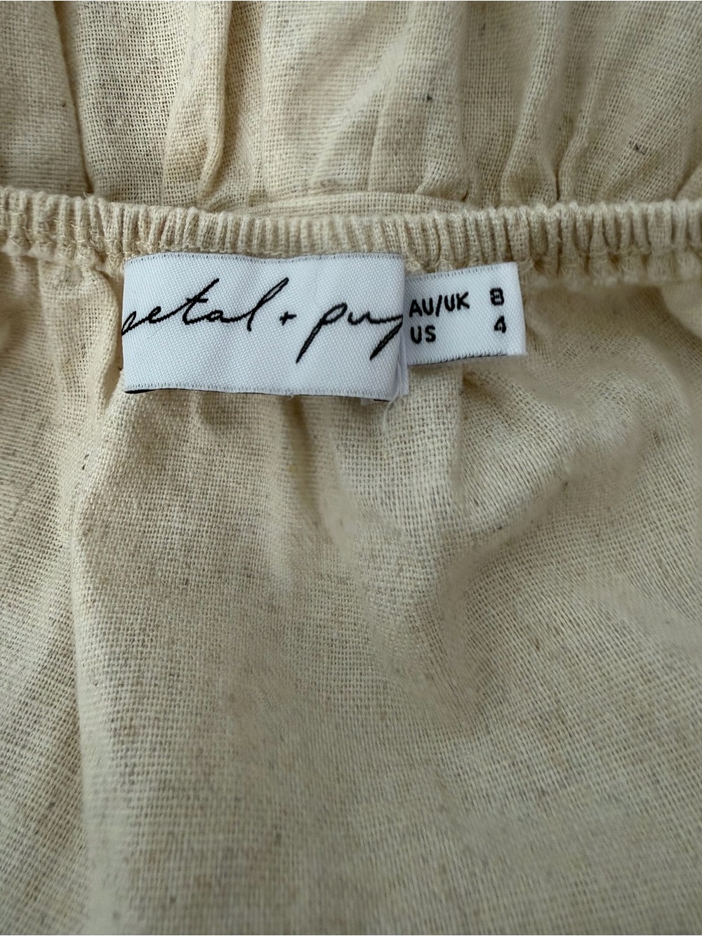 Petal & Pup 100% Linen Beige Tie-Back Tiered Midi Dress Size 4 - Picture 7 of 14